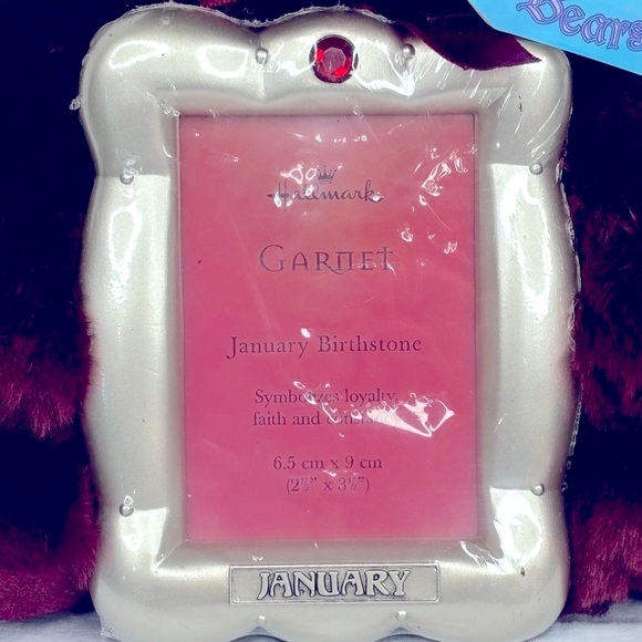 VTG Hallmark Garnet January Birthstone Bear Plush With Unused Picture Frame - Picture 4 of 12